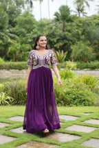 Teeya Creation Purple Color Faux Georgette Embroidery Work Fully Stitched Kurti - Distacart