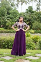 Teeya Creation Purple Color Faux Georgette Embroidery Work Fully Stitched Kurti - Distacart