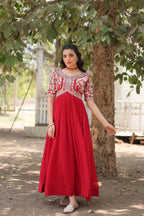 Teeya Creation Red Color Faux Georgette Embroidery Work Fully Stitched Kurti - Distacart