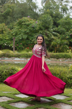 Teeya Creation Pink Color Faux Georgette Embroidery Work Fully Stitched Kurti - Distacart