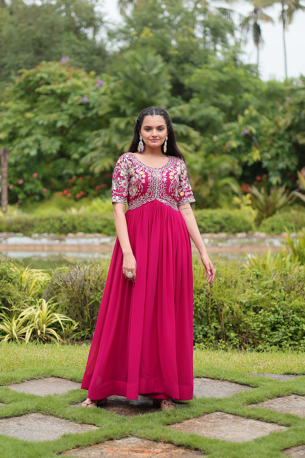 Teeya Creation Pink Color Faux Georgette Embroidery Work Fully Stitched Kurti - Distacart
