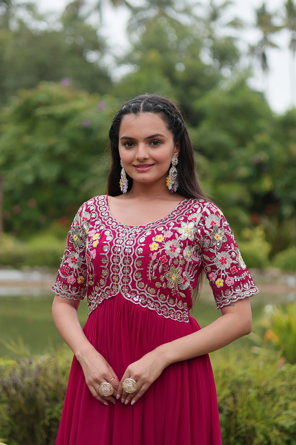 Teeya Creation Pink Color Faux Georgette Embroidery Work Fully Stitched Kurti - Distacart