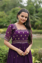 Teeya Creation Purple Color Faux Georgette Embroidery Work Fully Stitched Kurti - Distacart