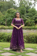 Teeya Creation Purple Color Faux Georgette Embroidery Work Fully Stitched Kurti - Distacart