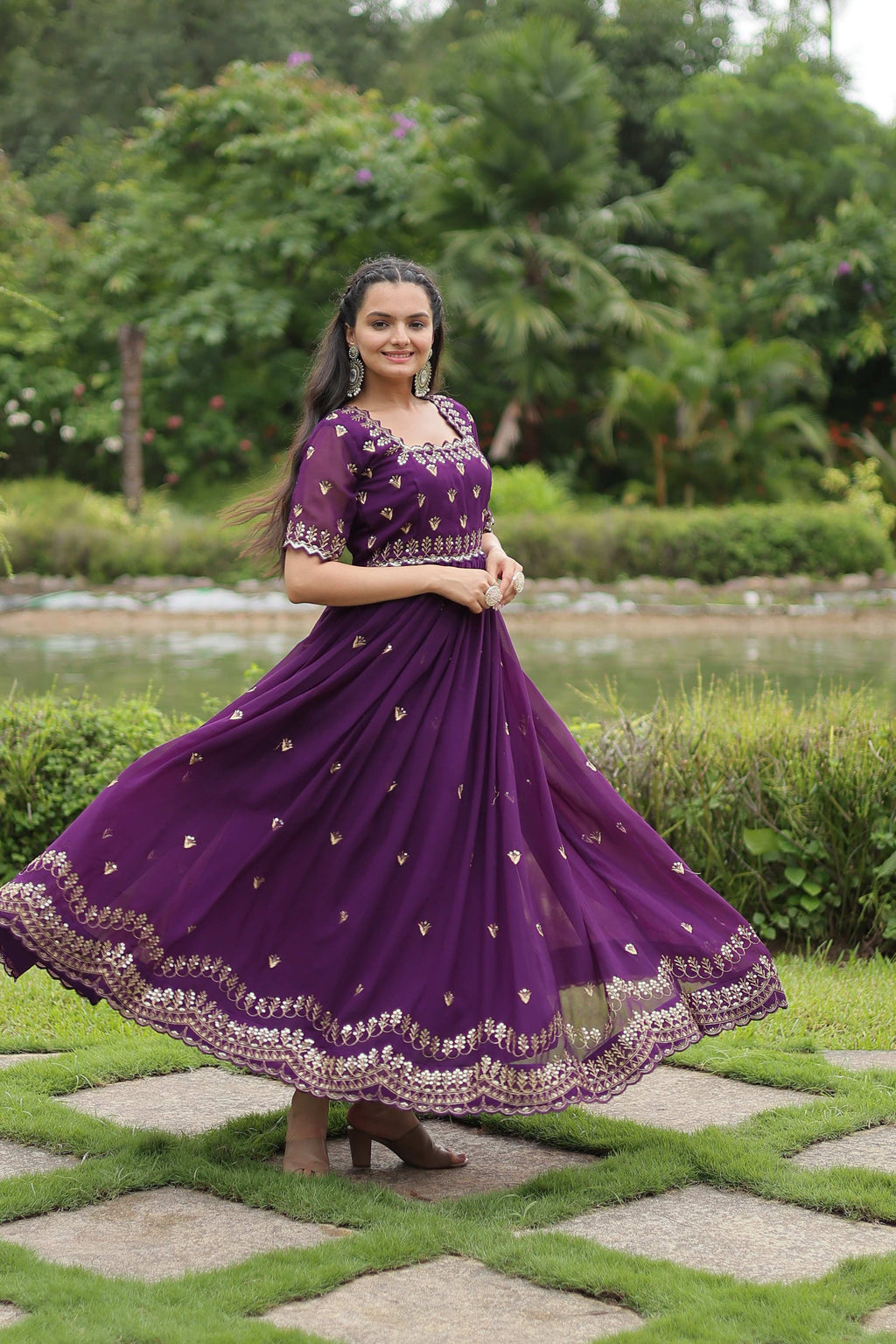 Teeya Creation Purple Color Faux Georgette Embroidery Work Fully Stitched Kurti - Distacart