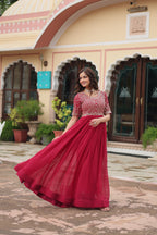 Teeya Creation Pink Color Faux Georgette Embroidery Work Fully Stitched Kurti - Distacart