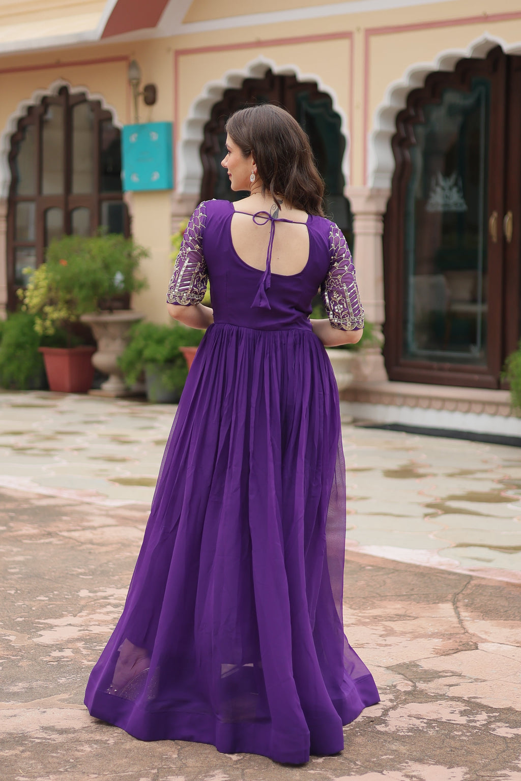 Teeya Creation Purple Color Faux Georgette Embroidery Work Fully Stitched Kurti - Distacart