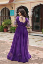 Teeya Creation Purple Color Faux Georgette Embroidery Work Fully Stitched Kurti - Distacart