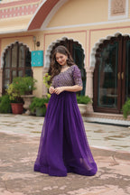 Teeya Creation Purple Color Faux Georgette Embroidery Work Fully Stitched Kurti - Distacart