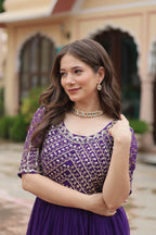 Teeya Creation Purple Color Faux Georgette Embroidery Work Fully Stitched Kurti - Distacart