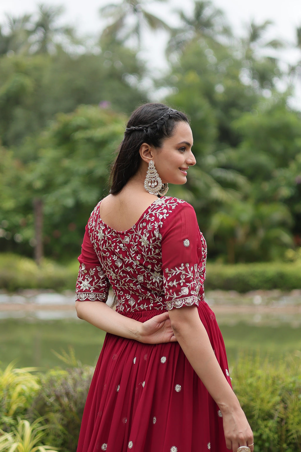 Teeya Creation Maroon Color Faux Georgette Embroidery Work Fully Stitched Kurti - Distacart