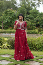 Teeya Creation Maroon Color Faux Georgette Embroidery Work Fully Stitched Kurti - Distacart