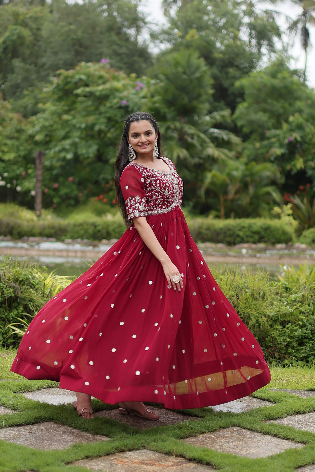 Teeya Creation Maroon Color Faux Georgette Embroidery Work Fully Stitched Kurti - Distacart