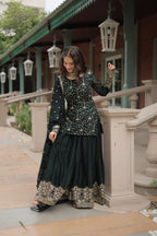 Teeya Creation Green Color rangoli Silk Heavy Sequence And Embroidery Work Fully Stitched Plazo Pair - Distacart