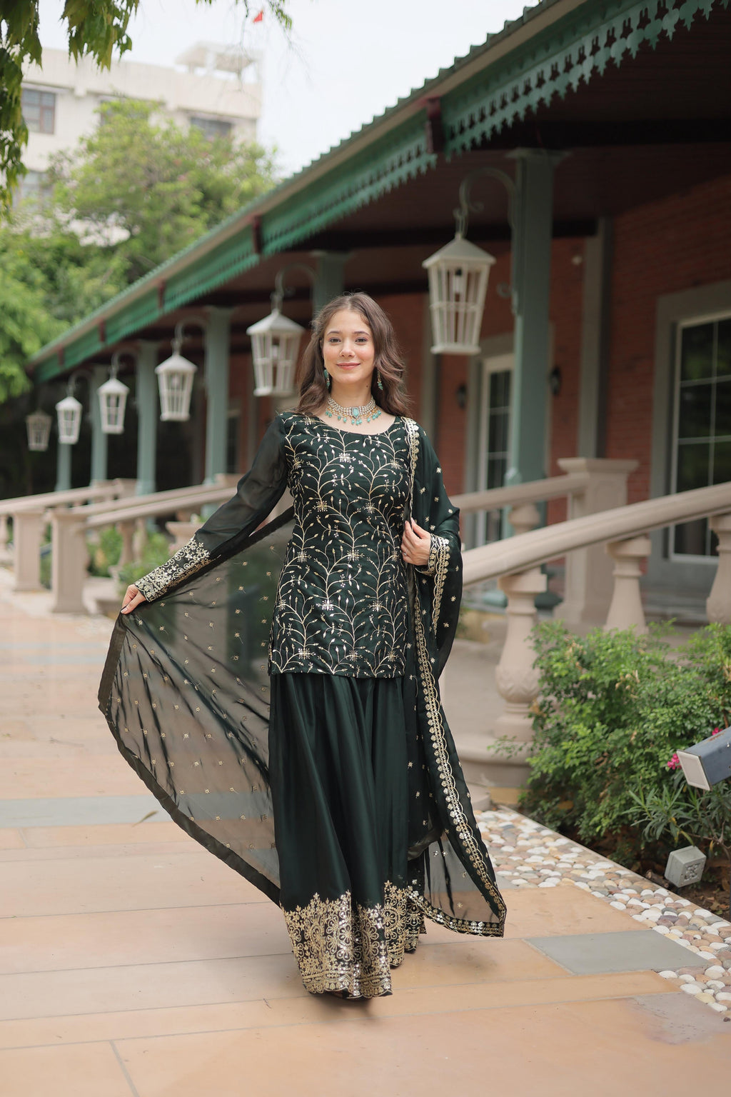 Teeya Creation Green Color rangoli Silk Heavy Sequence And Embroidery Work Fully Stitched Plazo Pair - Distacart