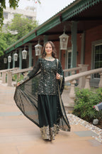 Teeya Creation Green Color rangoli Silk Heavy Sequence And Embroidery Work Fully Stitched Plazo Pair - Distacart