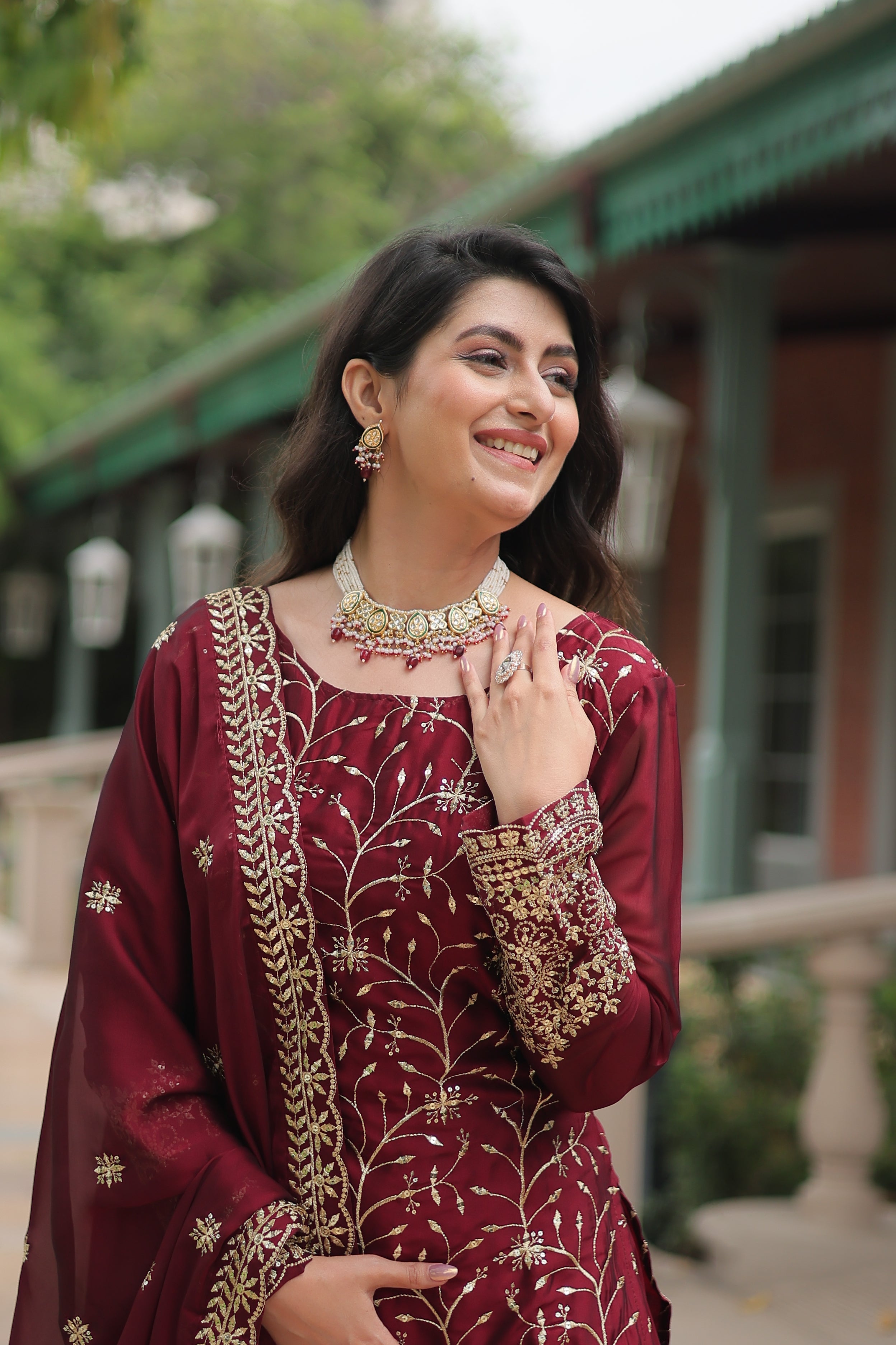 Teeya Creation Maroon Color rangoli Silk Heavy Sequence And Embroidery Work Fully Stitched Plazo Pair - Distacart