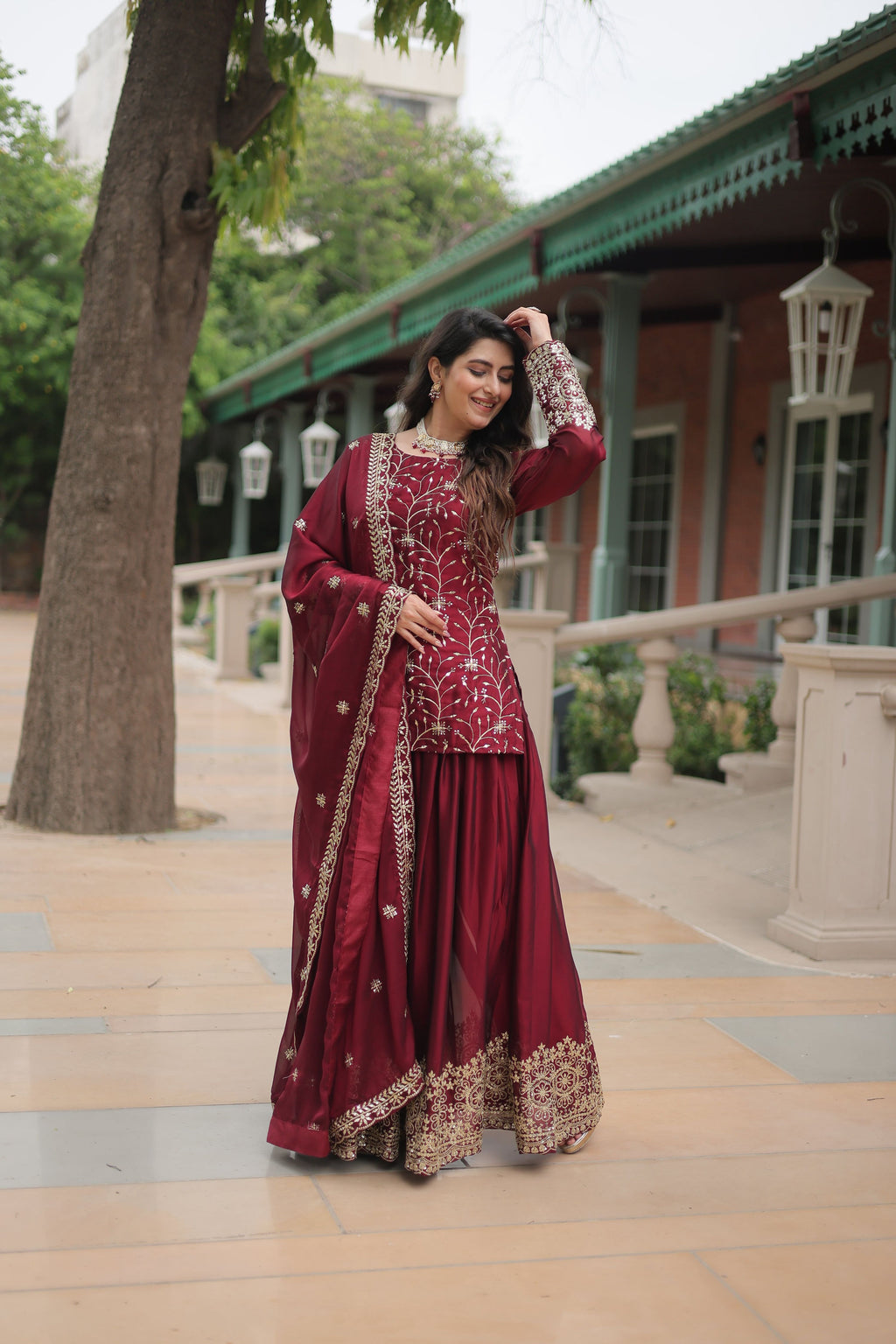Teeya Creation Maroon Color rangoli Silk Heavy Sequence And Embroidery Work Fully Stitched Plazo Pair - Distacart
