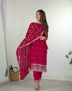 Teeya Creation Pink Color Rangoli Silk Heavy Embroidery Work Fully Stitched Kurta Set - Distacart