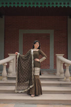 Teeya Creation Mehndi Color Faux Georgette Heavy Embroidery Work Fully stitched gharara set - Distacart