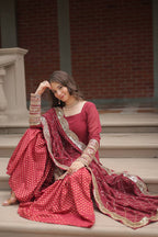 Teeya Creation Maroon Color Faux Georgette Heavy Embroidery Work Fully stitched gharara set - Distacart