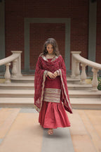 Teeya Creation Maroon Color Faux Georgette Heavy Embroidery Work Fully stitched gharara set - Distacart