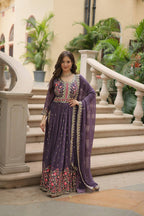 Teeya Creation Plum Color Faux Georgette Heavy Work Fully Stitched Sharara Set - Distacart