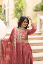 Teeya Creation Peach Color Faux Georgette Heavy Work Fully Stitched Sharara Set - Distacart
