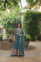Teeya Creation Teal Color Faux Georgette Heavy Work Fully Stitched Sharara Set - Distacart