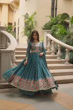 Teeya Creation Teal Color Faux Georgette Heavy Work Fully Stitched Sharara Set - Distacart