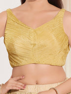 Joban Fashion Gold Tissue Padded Blouse With Sweetheart Neck Sleeveless - Distacart