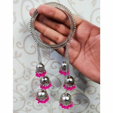 MS Fashion India Jhumkas With Pink Pearls Hanging Bangles