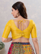 Joban Fashion Women Silk Yellow Stitched Blouse