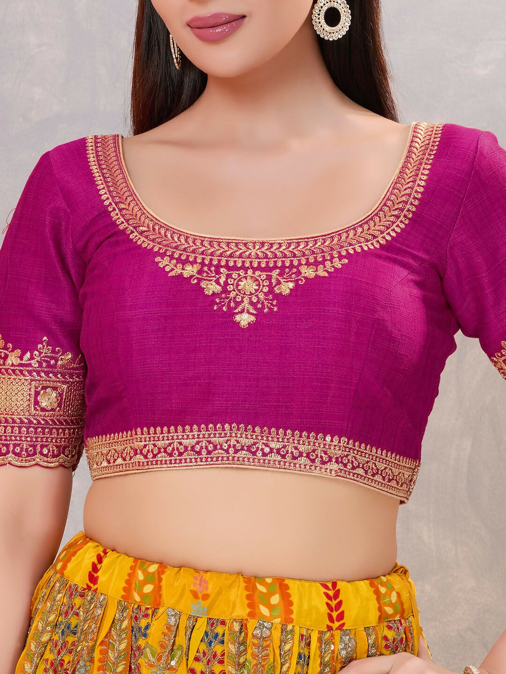 Joban Fashion Women Silk Purple Stitched Blouse