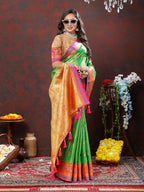 Lorenvalley Fashion Navyblue Kanjivaram Silk Woven Design with Zari Weaving Saree