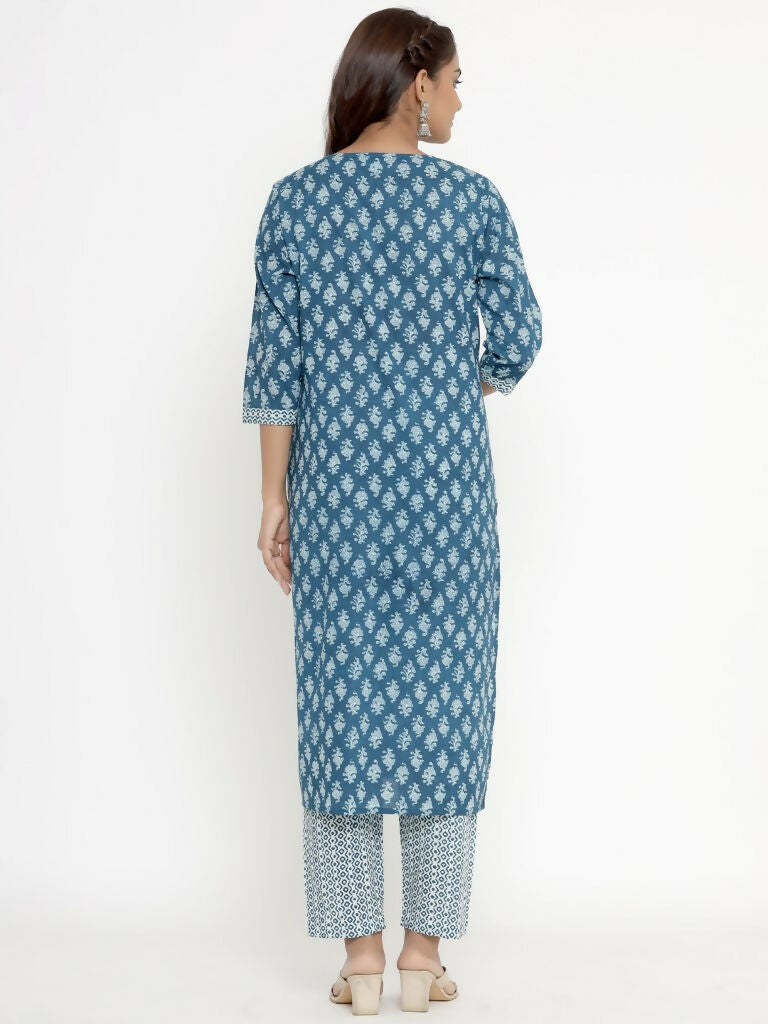 Miravan Women's Pure Cotton Straight Kurta And Palazzo Set