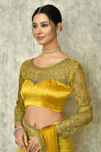 Mustard Silk Solid Designer Saree with Blouse - Purvi