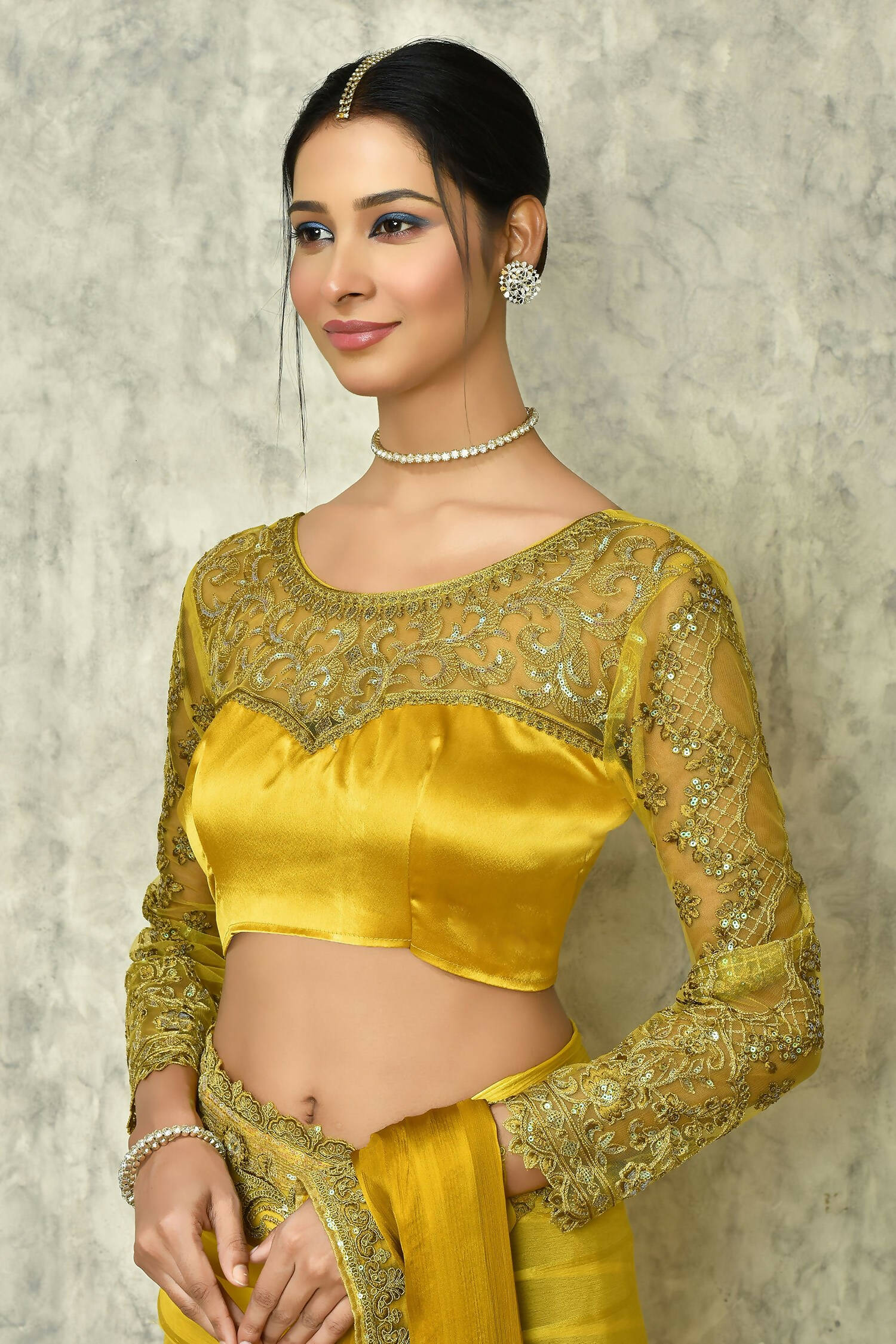 Mustard Silk Solid Designer Saree with Blouse - Purvi