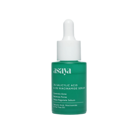 Asaya 2% Salicylic Acid Face Serum For Active Acne & Sebum Control With 5% Niacinamide & Tea Tree Oil