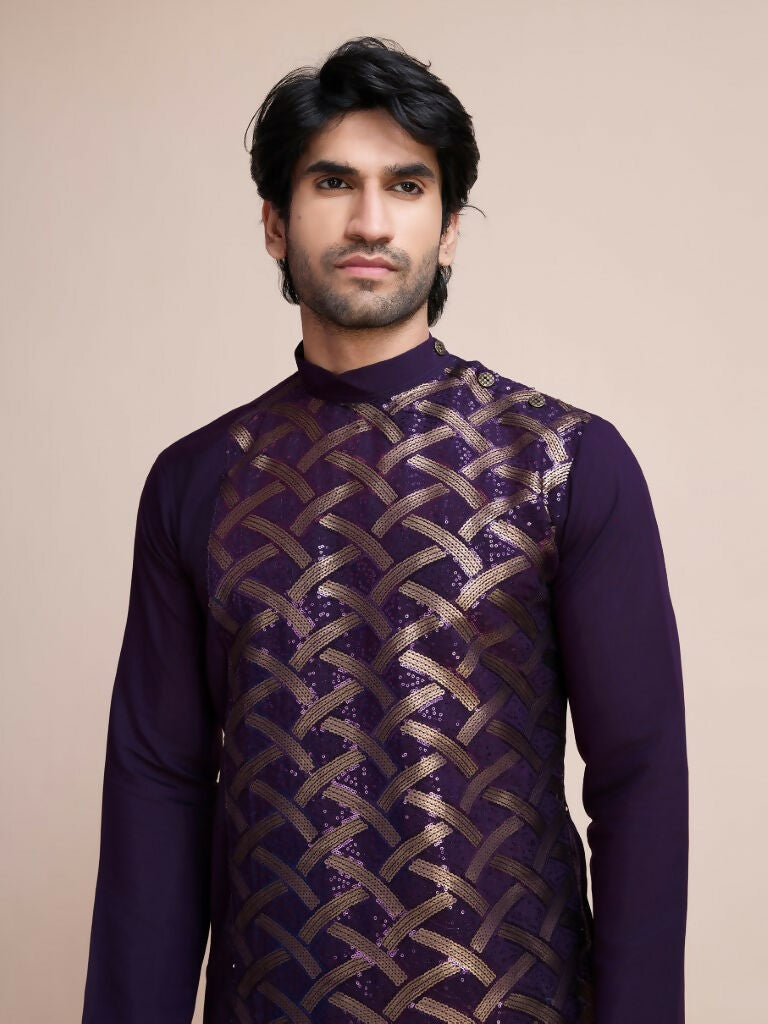 Vastranavya Traditional Festival Wear Pure Silk Thread & Sequence Embroidered Work Kurta