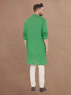 Even Apparels Men's Pintuck Fancy Green Kurta
