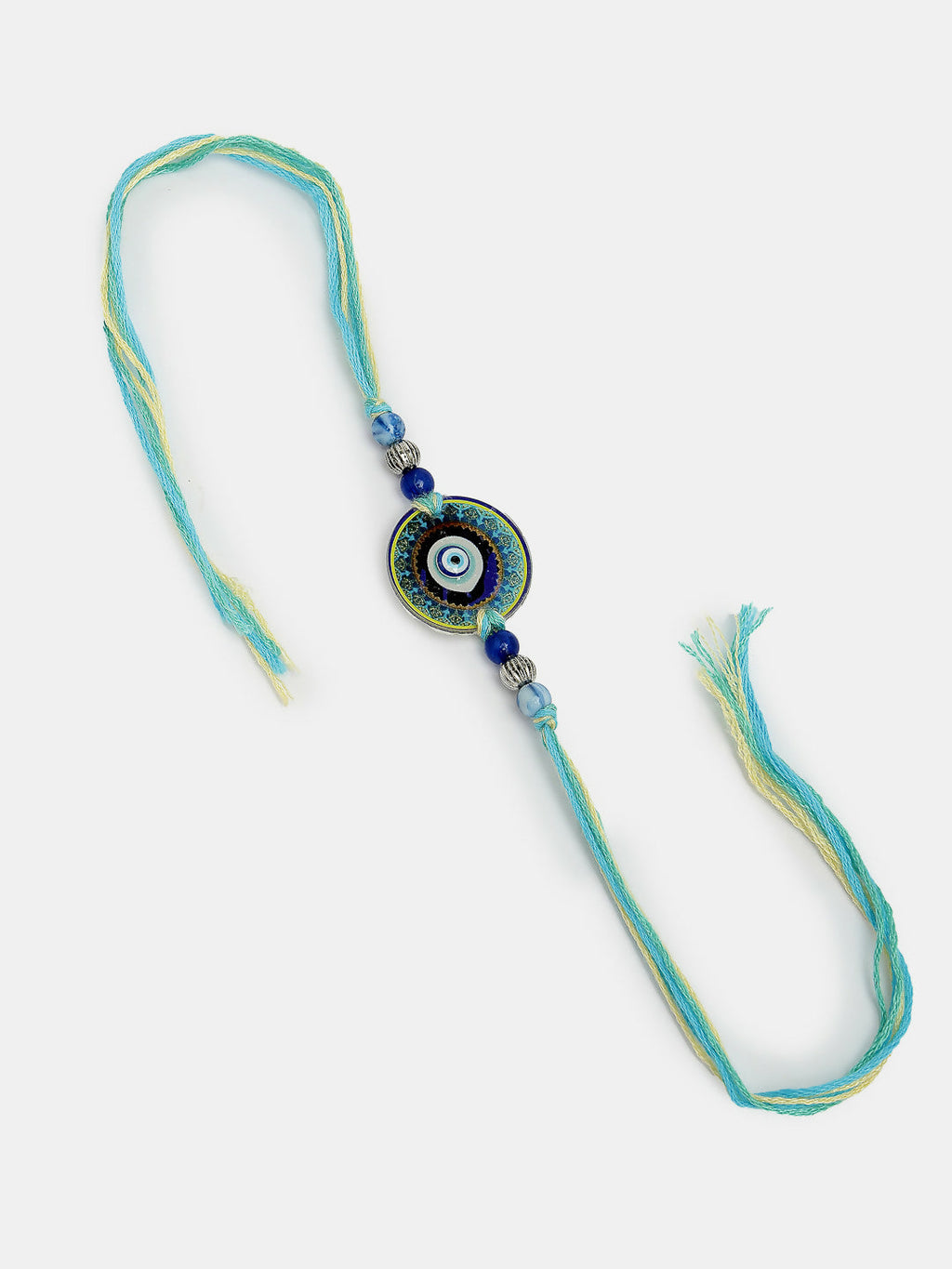 NVR Women & Men Set of 2 Blue Evil Eye & Beaded Bhaiya Bhabi Rakhi With Roli Chawal - Distacart
