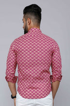 Miravan Men's Pink Regular Fit Floral Printed Cotton Casual Shirt