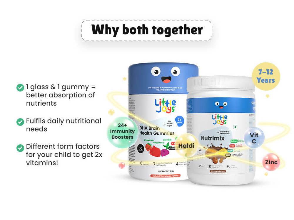Little Joys DHA Brain Health Gummies & Nutrimix Development Kit 7+ - Chocolate - Distacart