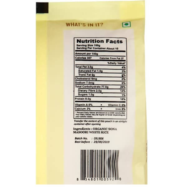 Organic Shastra White Sona Masoori Rice