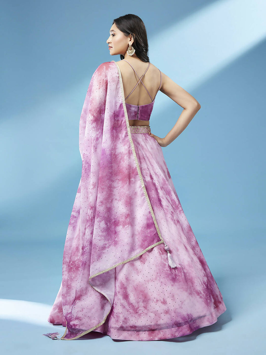 House of Panchhi Lavender Organza Floral Printed Lehenga choli & Dupatta