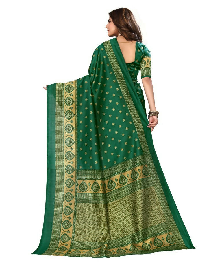 Vamika Green Printed Art Silk Saree