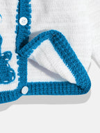 Chutput Kids Woollen Hand Knitted Full Sleeves Cardigan For Baby Boys - White