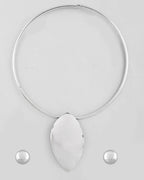 VOJ Silver Plated Western Hasli with Studs Earrings Set
