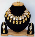 Joban Fashion Yellow Kundan Work Necklace Set